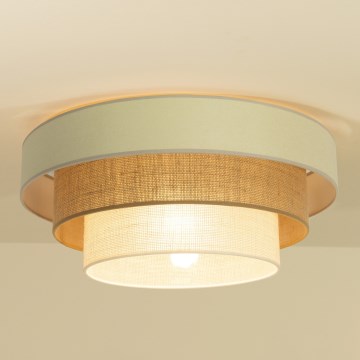 Candeeiro de tecto WENTA 1xE27/60W/230V diâmetro 50 cm bege/juta
