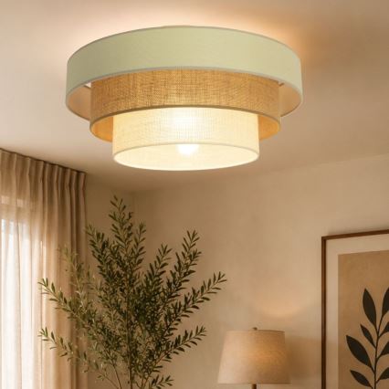 Candeeiro de tecto WENTA 1xE27/60W/230V diâmetro 50 cm bege/juta
