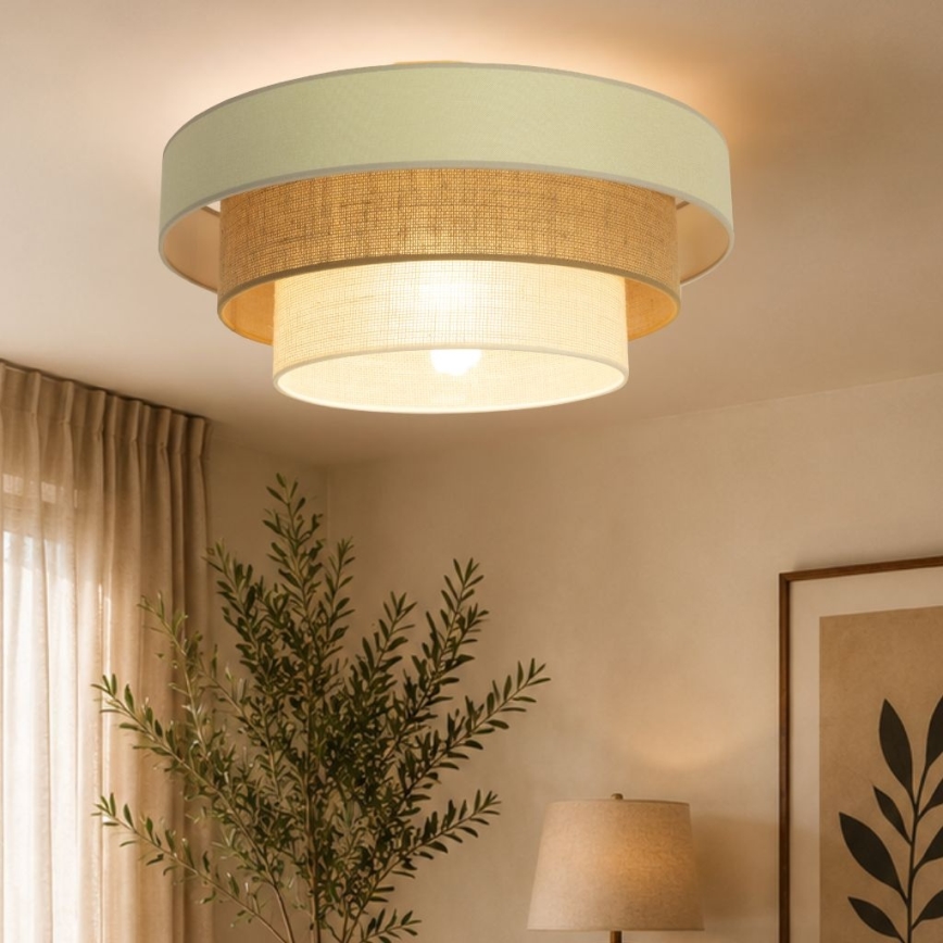 Candeeiro de tecto WENTA 1xE27/60W/230V diâmetro 50 cm bege/juta