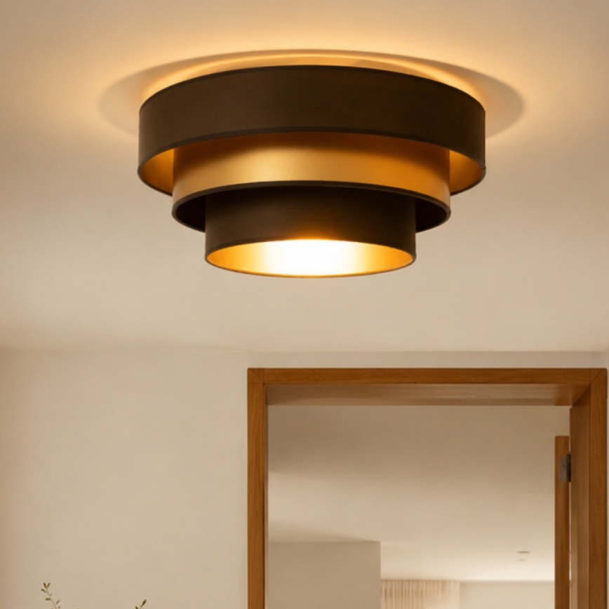 Candeeiro de tecto WENTA 1xE27/60W/230V diâmetro 50 cm castanho/dourado