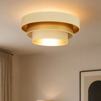Candeeiro de tecto WENTA 1xE27/60W/230V Ø 50 cm bege/dourado