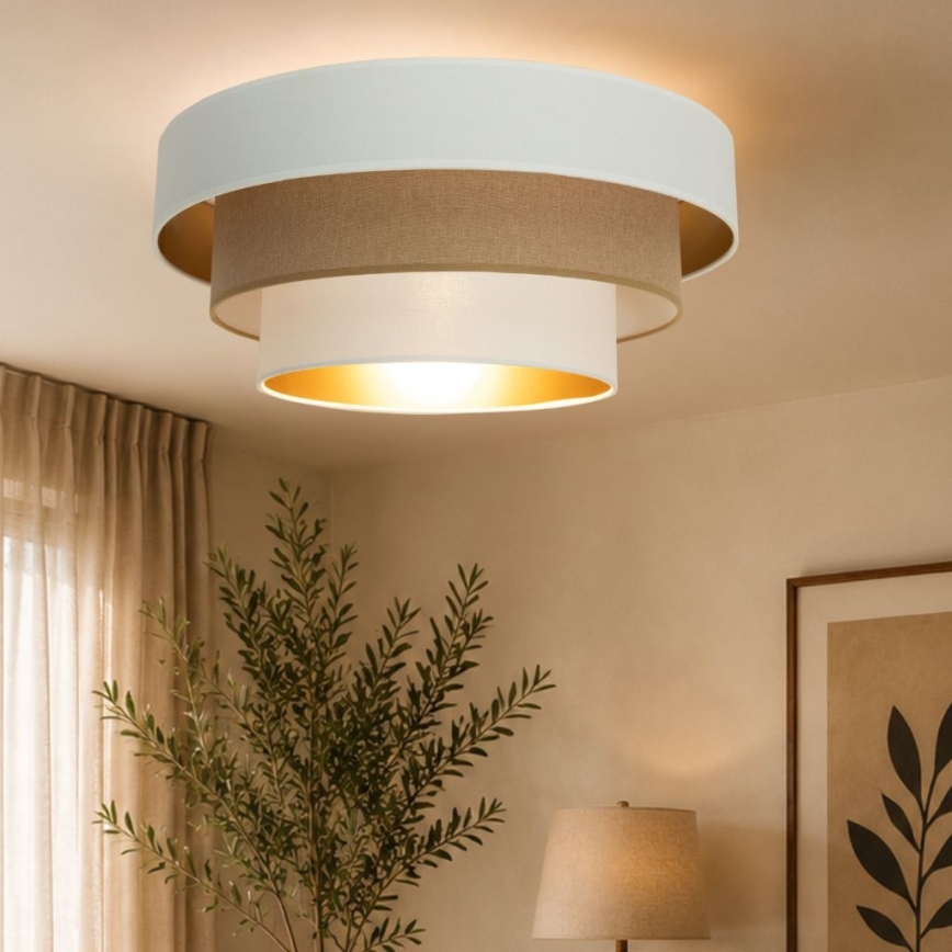 Candeeiro de tecto WENTA 1xE27/60W/230V Ø 50 cm branco/castanho
