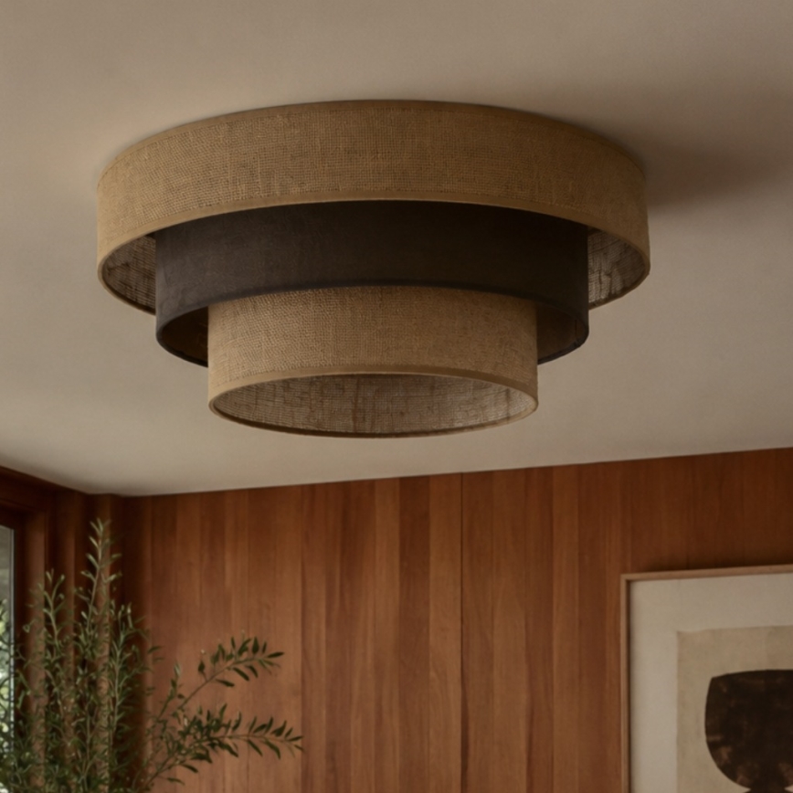 Candeeiro de tecto WENTA 1xE27/60W/230V Ø 50 cm juta/castanho