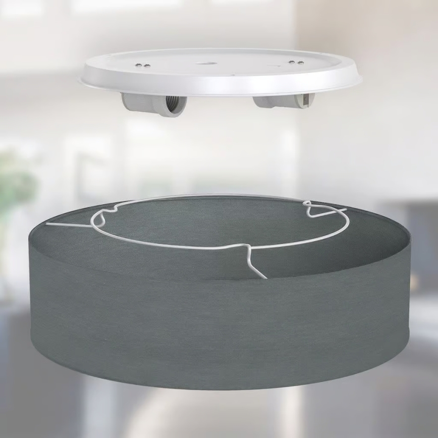 Candeeiro de teto 2xE27/40W/230V Ø 38 cm cinzento