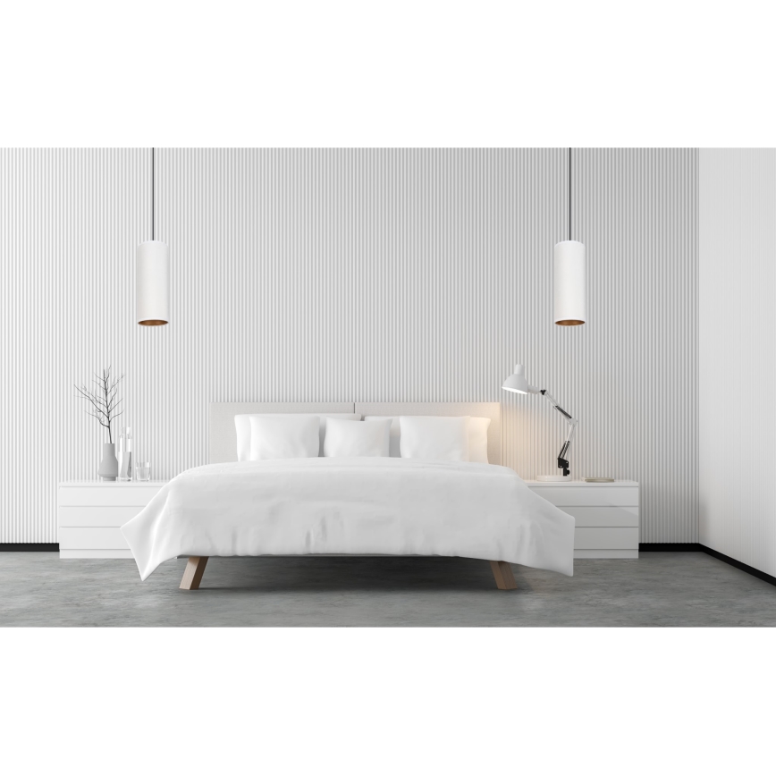 Candeeiro de teto suspenso AVALO 1xE27/60W/230V branco/cobre