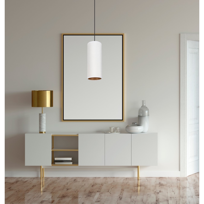 Candeeiro de teto suspenso AVALO 1xE27/60W/230V branco/cobre