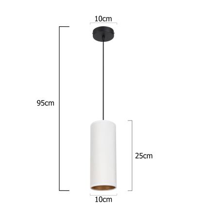 Candeeiro de teto suspenso AVALO 1xE27/60W/230V branco/cobre