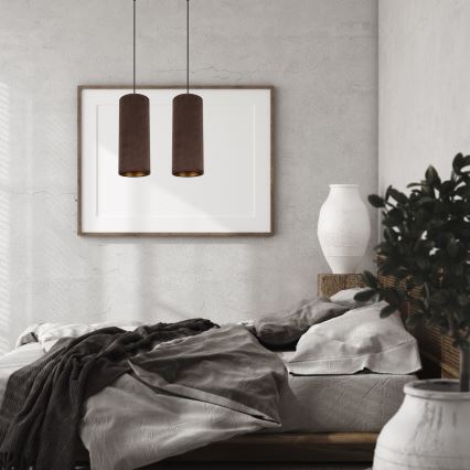 Candeeiro de teto suspenso AVALO 2xE27/60W/230V castanho/cobre