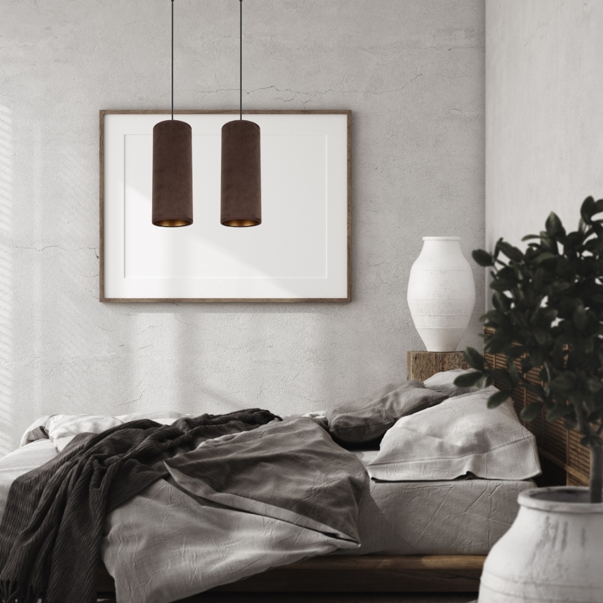 Candeeiro de teto suspenso AVALO 2xE27/60W/230V castanho/cobre