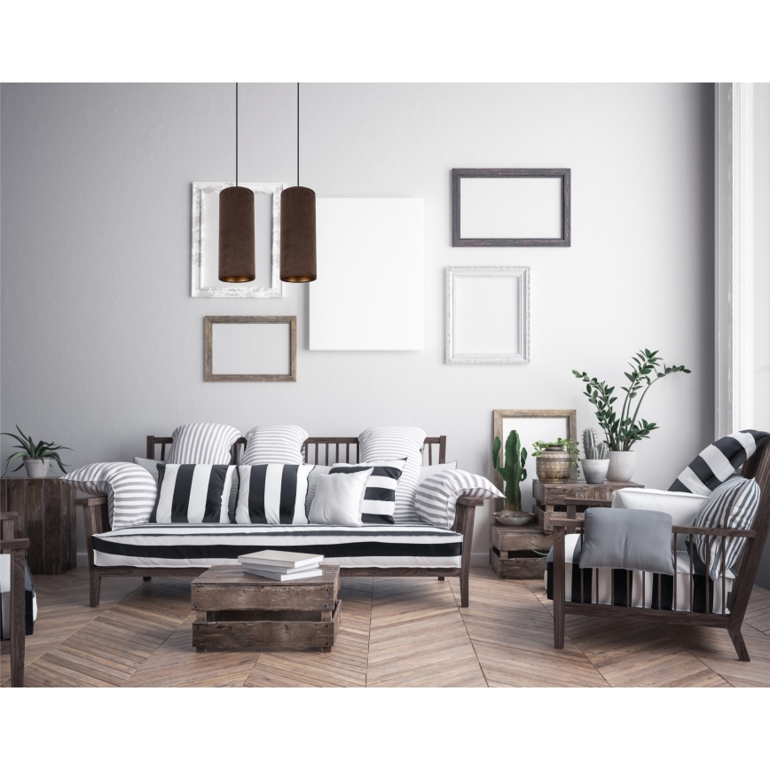 Candeeiro de teto suspenso AVALO 2xE27/60W/230V castanho/cobre