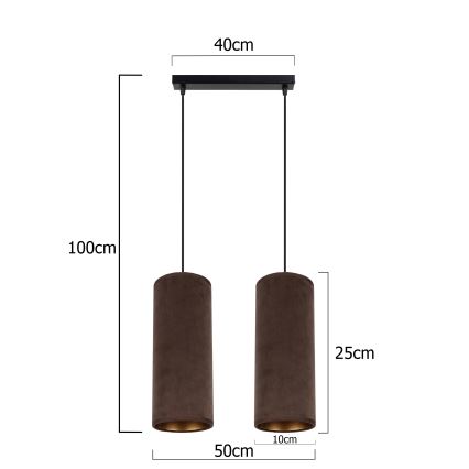 Candeeiro de teto suspenso AVALO 2xE27/60W/230V castanho/cobre