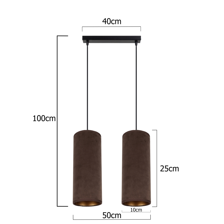 Candeeiro de teto suspenso AVALO 2xE27/60W/230V castanho/cobre