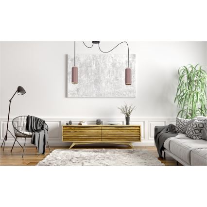 Candeeiro de teto suspenso AVALO 2xE27/60W/230V aranha rosa/cobre