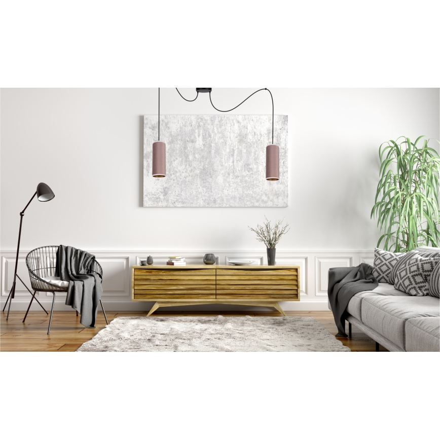 Candeeiro de teto suspenso AVALO 2xE27/60W/230V aranha rosa/cobre