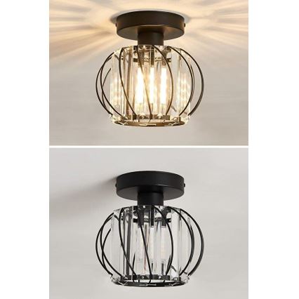Candeeiro de teto BELLA 1xE27/40W/230V, diâmetro 20 cm, preto