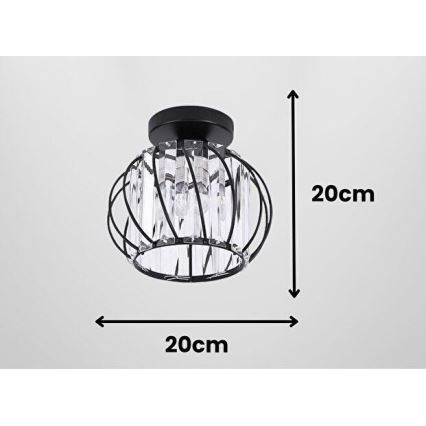 Candeeiro de teto BELLA 1xE27/40W/230V, diâmetro 20 cm, preto
