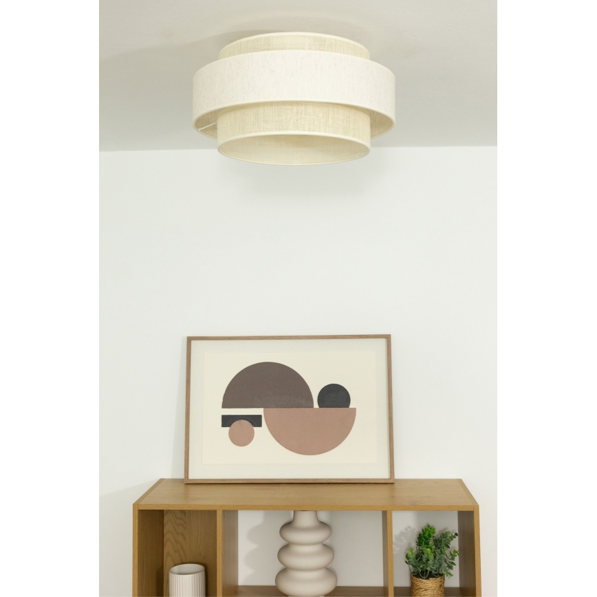 Candeeiro de teto BOHO 1xE27/60W/230V Ø 40 cm creme/juta