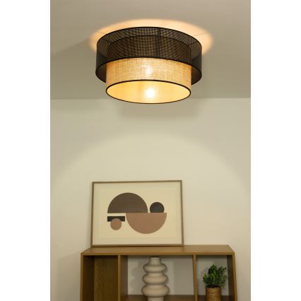 Candeeiro de teto BORHO 1xE27/60W/230V Ø 40 cm preto/juta