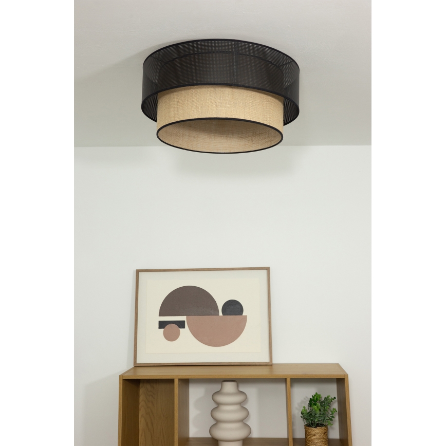 Candeeiro de teto BORHO 1xE27/60W/230V Ø 40 cm preto/juta