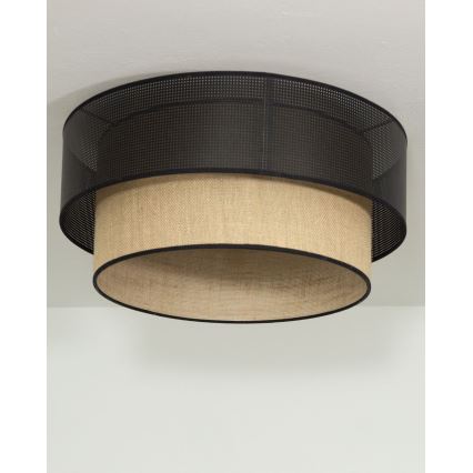 Candeeiro de teto BORHO 1xE27/60W/230V Ø 40 cm preto/juta