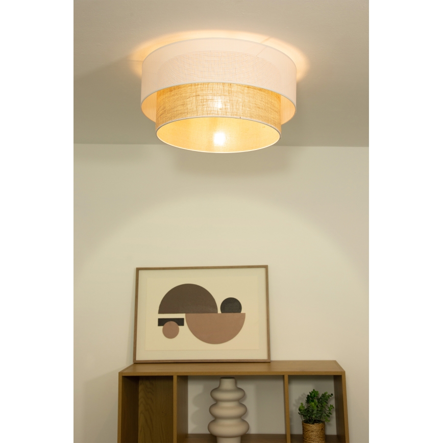 Candeeiro de teto BORHO 1xE27/60W/230V Ø 50 cm branco/juta