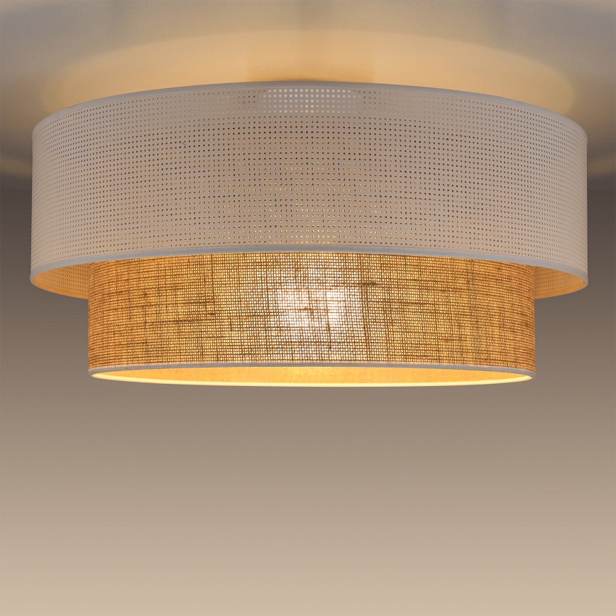 Candeeiro de teto BORHO 1xE27/60W/230V Ø 50 cm branco/juta