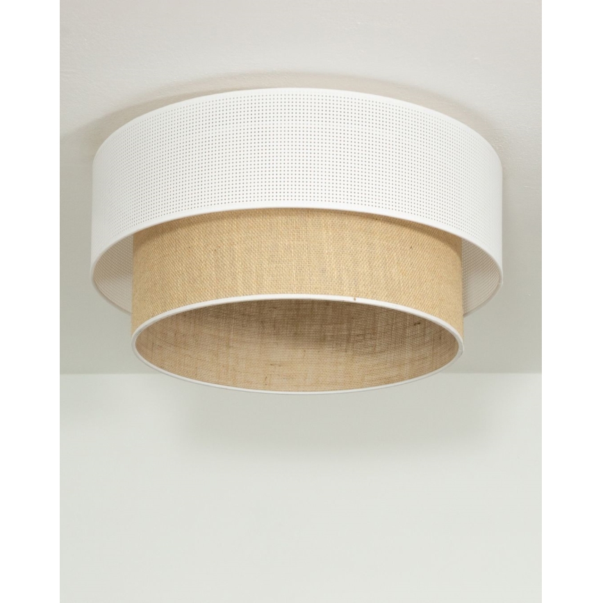 Candeeiro de teto BORHO 1xE27/60W/230V Ø 50 cm branco/juta