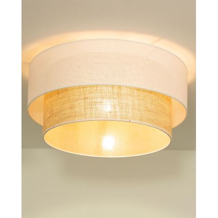 Candeeiro de teto BORHO 1xE27/60W/230V Ø 50 cm branco/juta