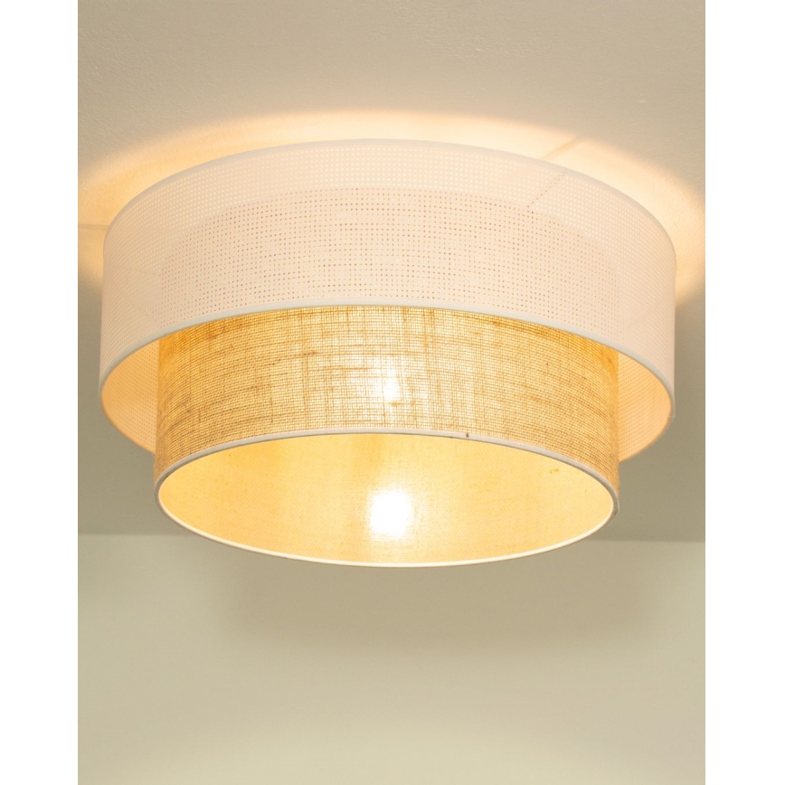 Candeeiro de teto BORHO 1xE27/60W/230V Ø 50 cm branco/juta