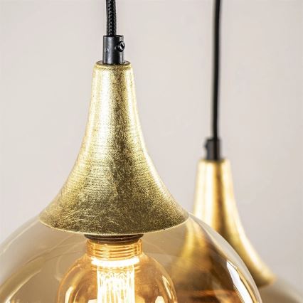 Candeeiro de teto suspenso CALYPSO 2xGU10/60W/230V + 3xE27/60W preto/dourado