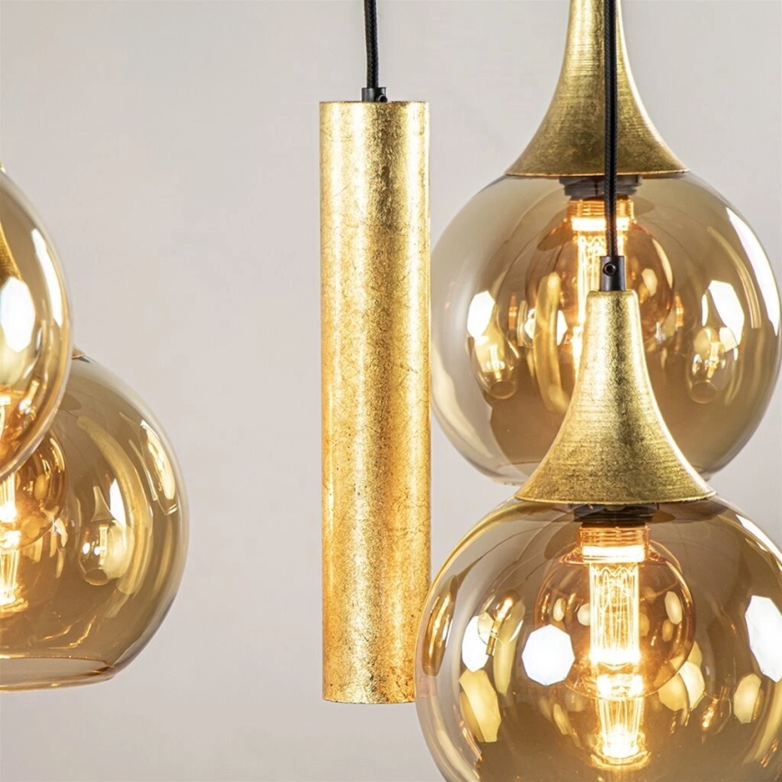 Candeeiro de teto suspenso CALYPSO 2xGU10/60W/230V + 3xE27/60W preto/dourado