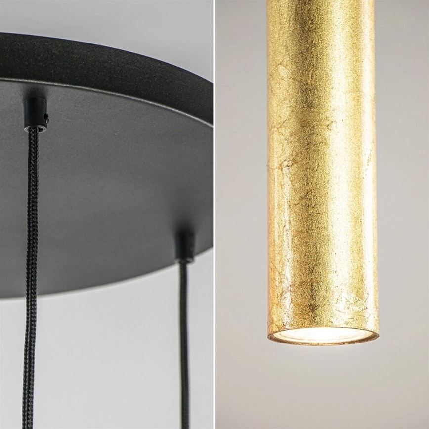 Candeeiro de teto suspenso CALYPSO 2xGU10/60W/230V + 3xE27/60W preto/dourado