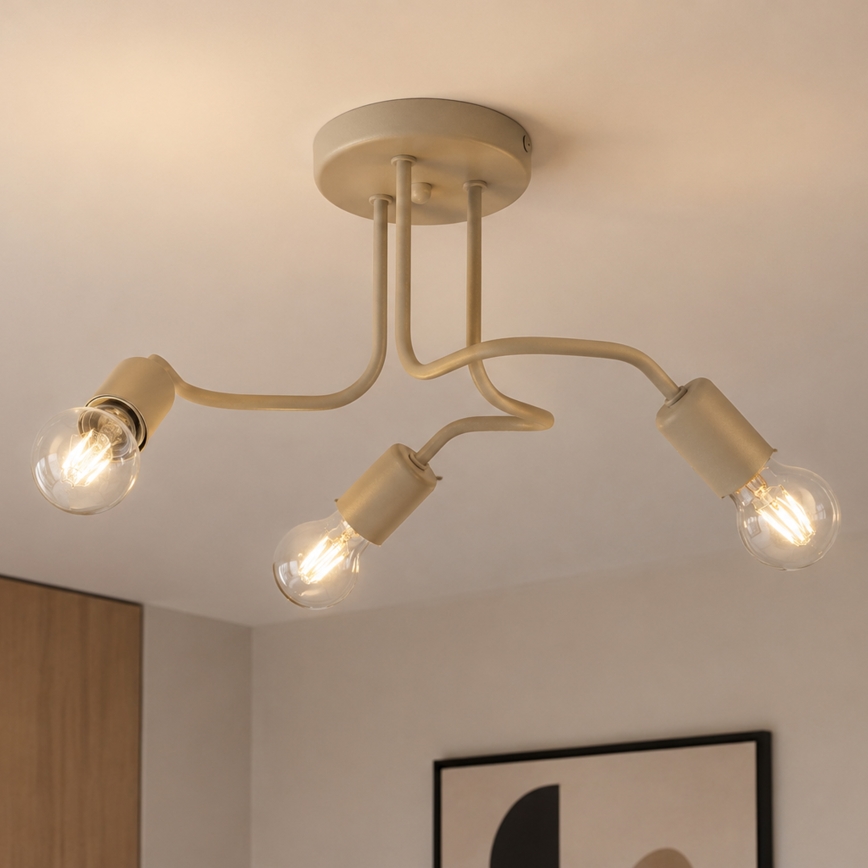 Candeeiro de teto CHARLIE 3xE27/15W/230V bege