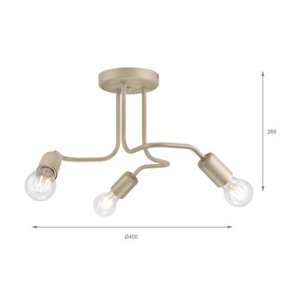 Candeeiro de teto CHARLIE 3xE27/15W/230V bege