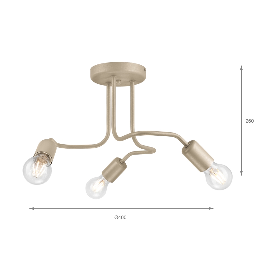 Candeeiro de teto CHARLIE 3xE27/15W/230V bege