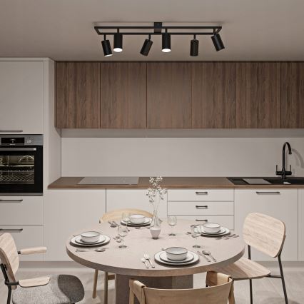 Candeeiro de teto com 6 spots GU10, 30 W, 230 V — preto
