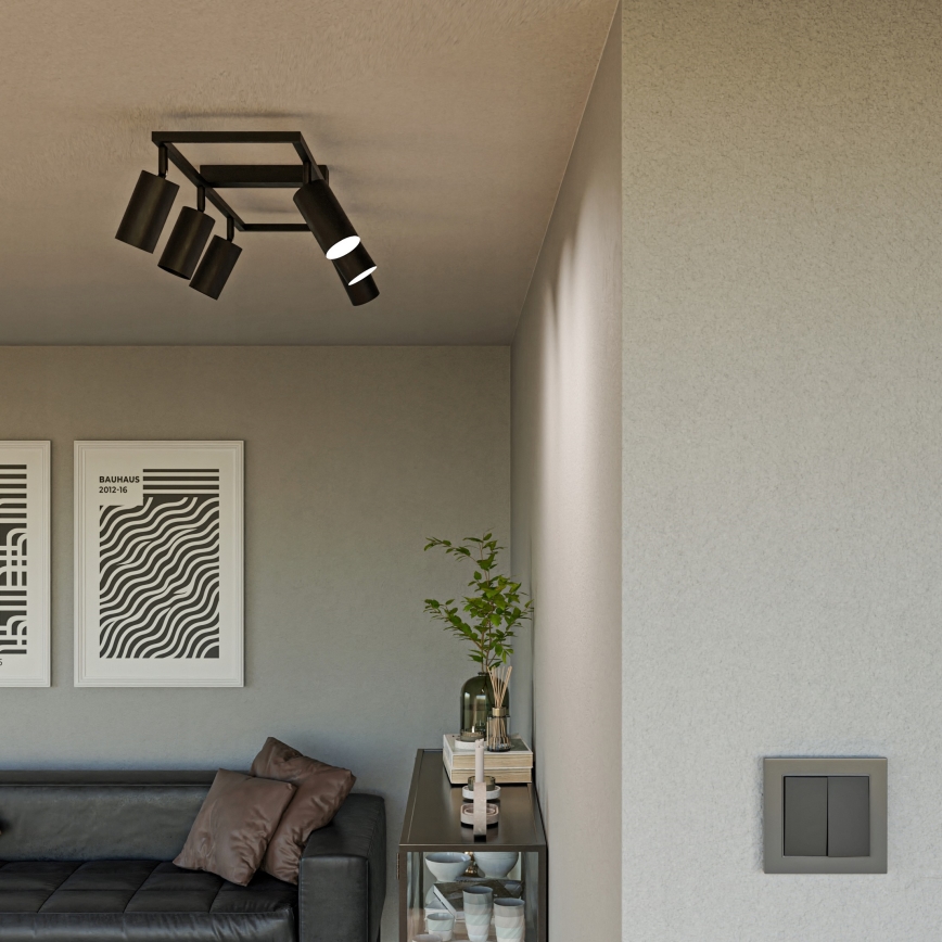 Candeeiro de teto com 6 spots GU10, 30 W, 230 V — preto
