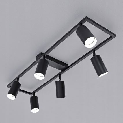 Candeeiro de teto com 6 spots GU10, 30 W, 230 V — preto