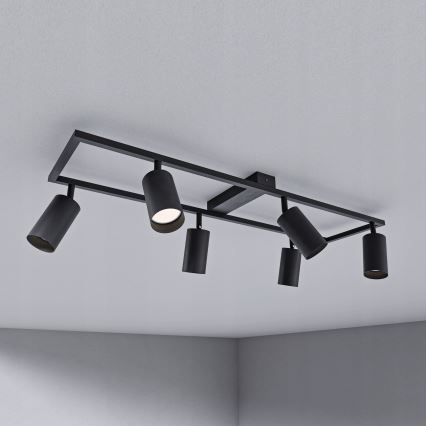Candeeiro de teto com 6 spots GU10, 30 W, 230 V — preto