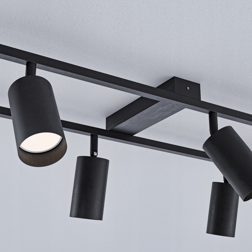 Candeeiro de teto com 6 spots GU10, 30 W, 230 V — preto