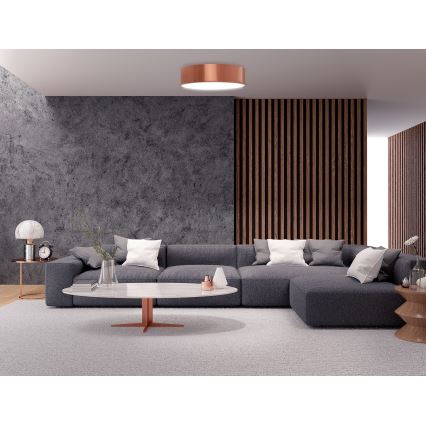 Luminária de teto CLEO com sensor de movimento e de crepúsculo 3xE27/24W/230V, diâmetro 40 cm, acabamento em cobre