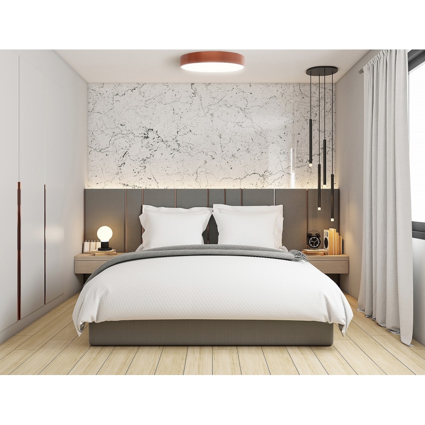 Luminária de teto com sensor de movimento e de crepúsculo CLEO 4xE27/24W/230V, Ø 50 cm, acabamento em cobre