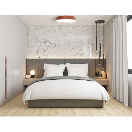 Candeeiro de teto CLEO com sensor de movimento e sensor crepuscular, 6xE27/24W/230V, Ø 80 cm, acabamento em cobre