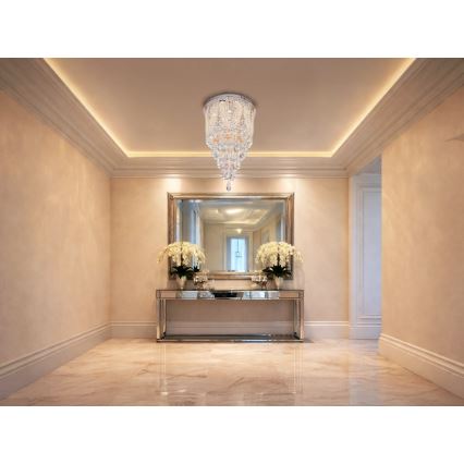 Candeeiro de teto em cristal LED MAJURO LED/30W/230V Ø 40 cm cromado brilhante + comando remoto