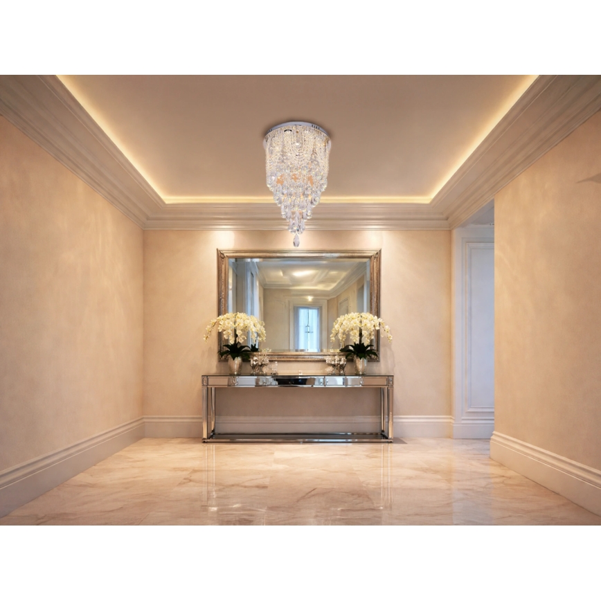 Candeeiro de teto em cristal LED MAJURO LED/30W/230V Ø 40 cm cromado brilhante + comando remoto