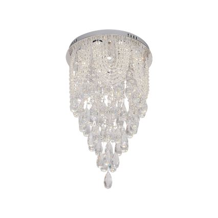 Candeeiro de teto em cristal LED MAJURO LED/30W/230V Ø 40 cm cromado brilhante + comando remoto
