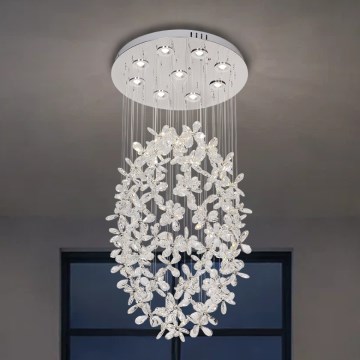 Candeeiro de teto de cristal LED SAMOA LED/30W/230V Ø 40 cm cromo brilhante + comando à distância