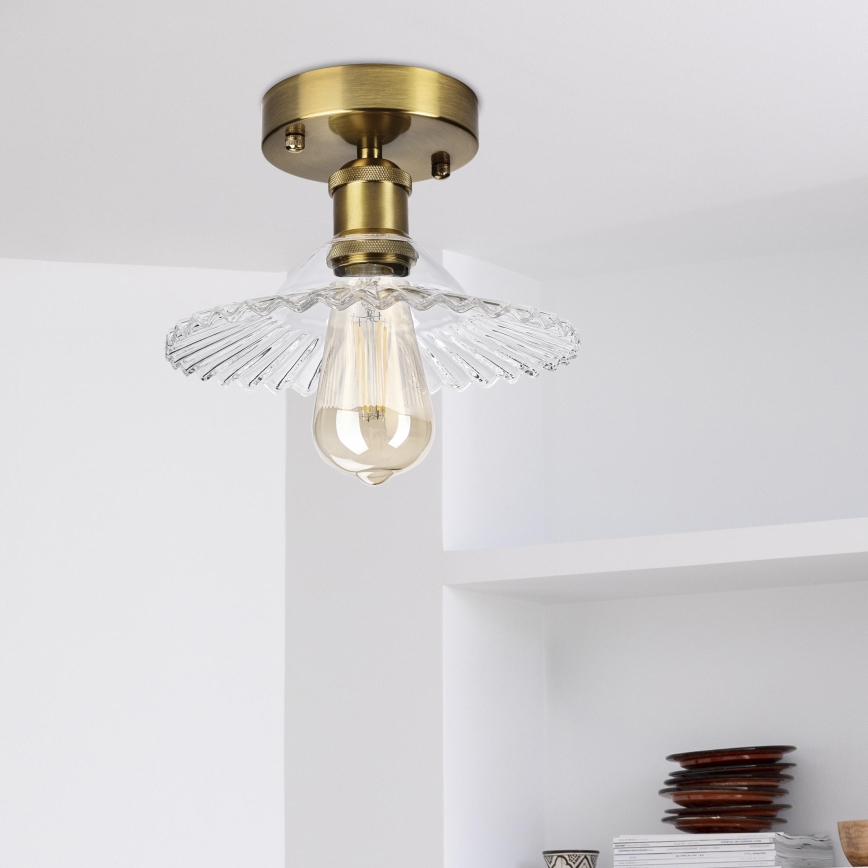 Candeeiro de teto de montagem aparente TRISH 1xE27/15W/230V dourado/transparente