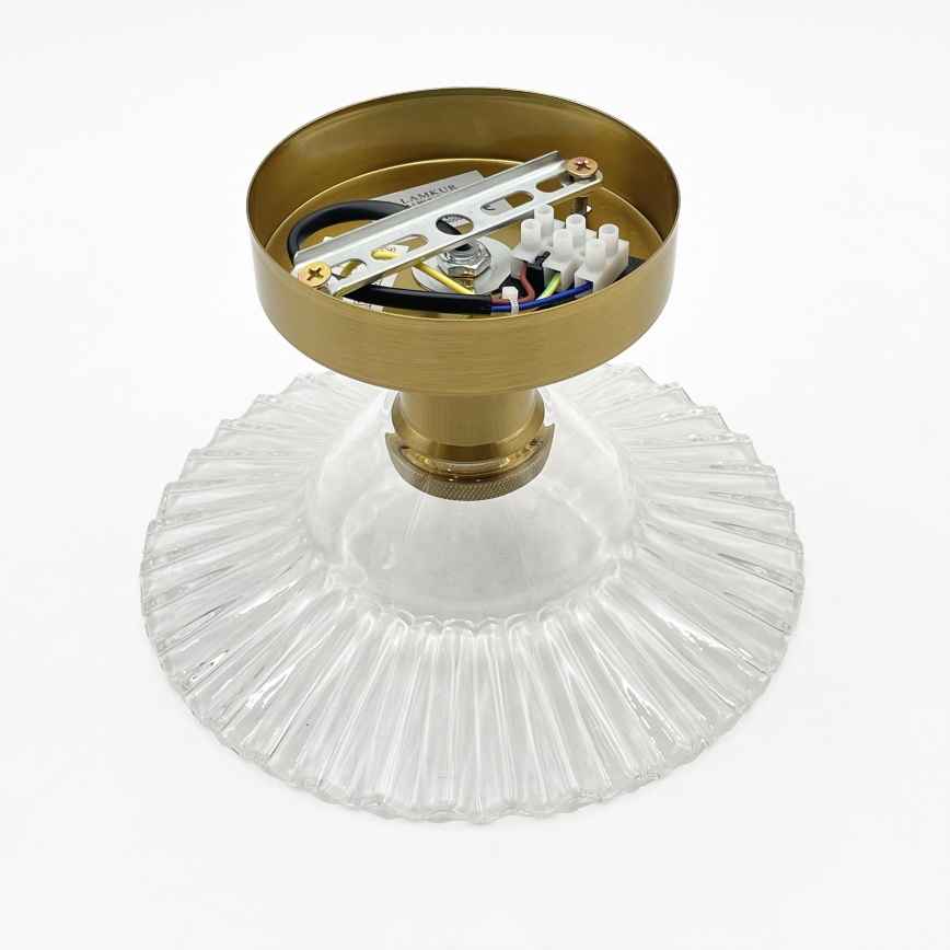 Candeeiro de teto de montagem aparente TRISH 1xE27/15W/230V dourado/transparente