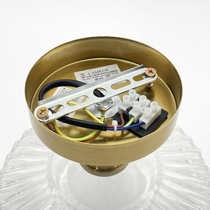 Candeeiro de teto de montagem aparente TRISH 1xE27/15W/230V dourado/transparente